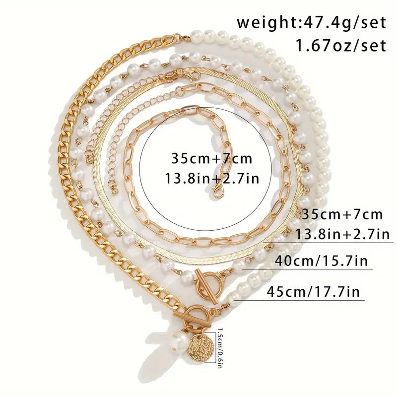 Set Collar Serpiente y Perlas Vintage | Oro