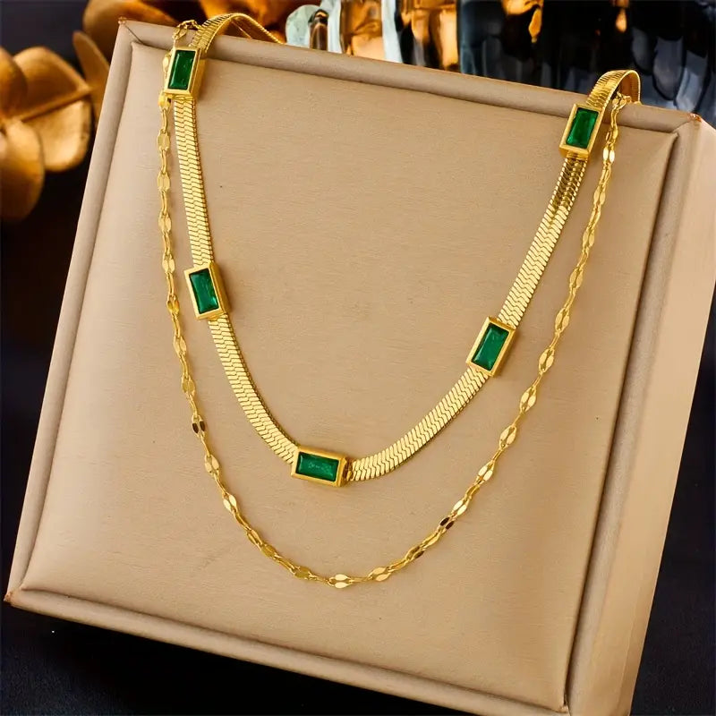 Collar Retro Doble Capa Sorella Gem | Oro