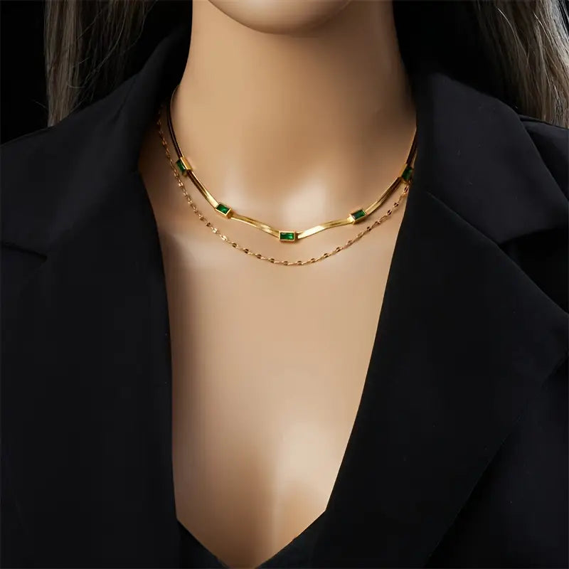 Collar Retro Doble Capa Sorella Gem | Oro