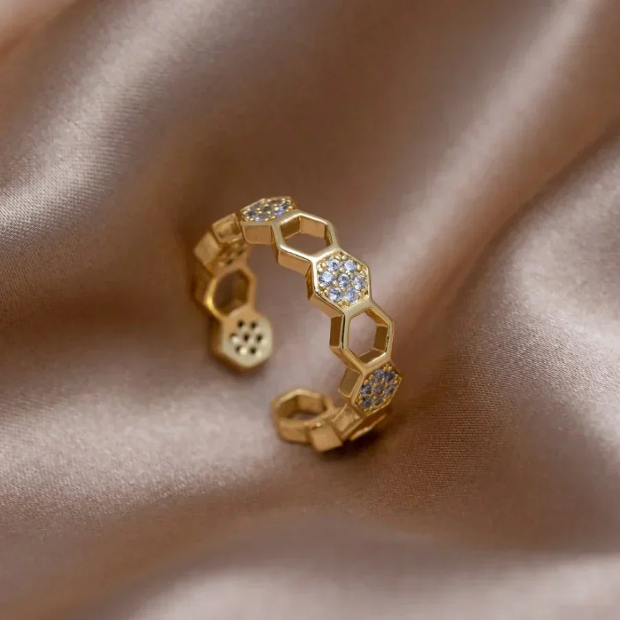 Anillo Panal de Cristal | Oro