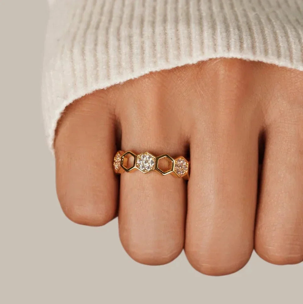 Anillo Panal de Cristal | Oro