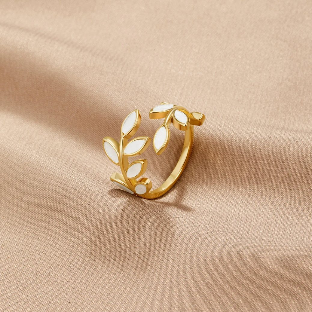 Anillo Abierto de Hoja Delicada Neraya | Oro