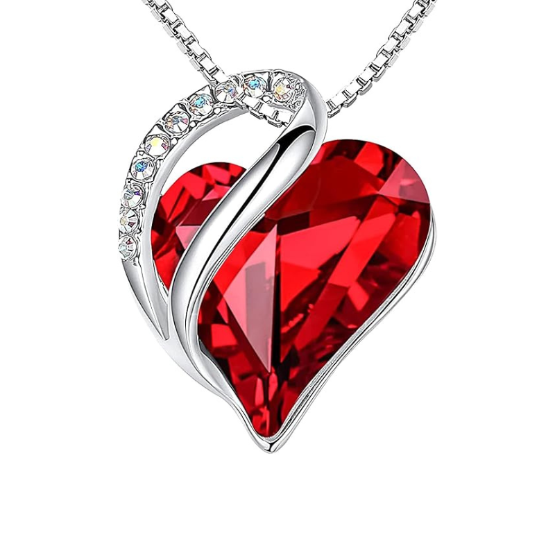 Collar Rubí Corazón Infinito | Oro Blanco