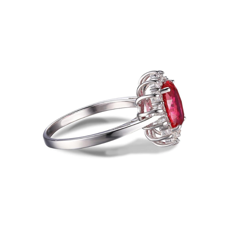 Anillo Halo Rubí Clásico | Oro Blanco