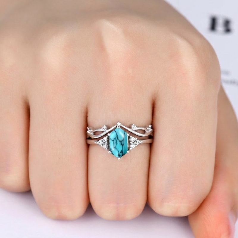 Set Anillos Cresta Marina Elarin | Oro Blanco