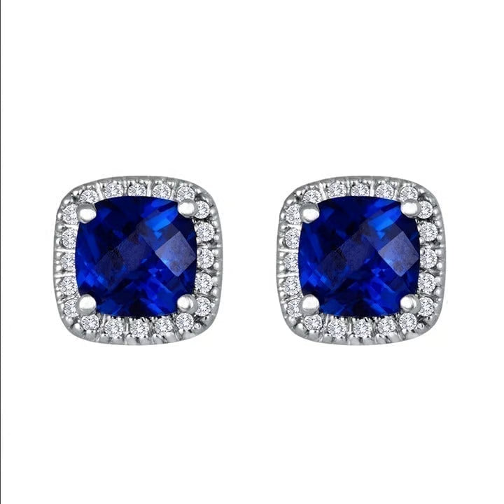 Pendientes Studs Cuadrados Saphir | Oro Blanco
