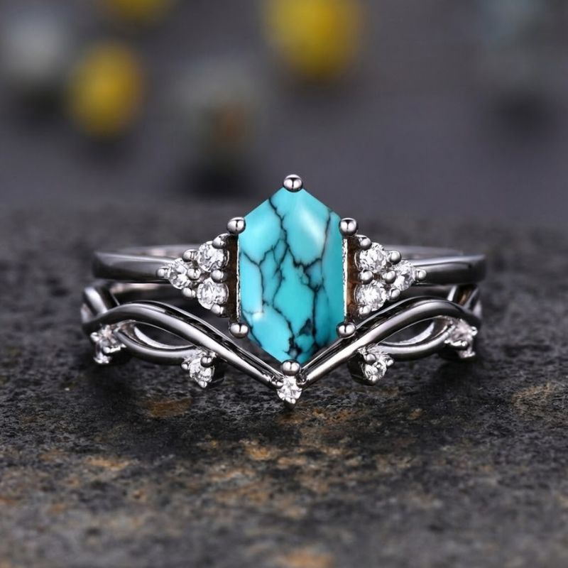 Set Anillos Cresta Marina Elarin | Oro Blanco