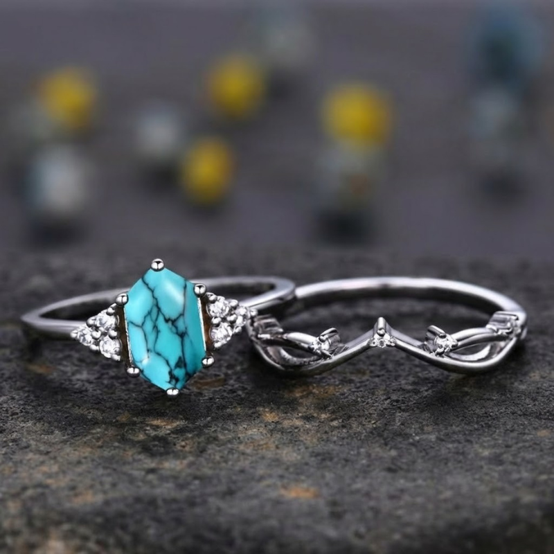 Set Anillos Cresta Marina Elarin | Oro Blanco