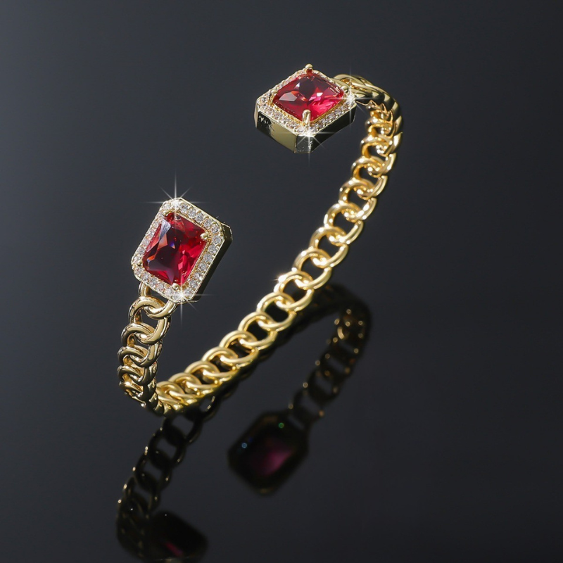 Pulsera Abierta Veloria Rubí | Oro