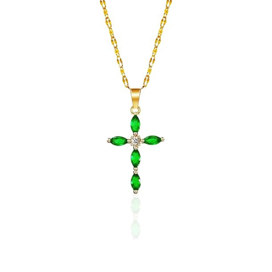 Collar Cruz Esmeralda | Oro